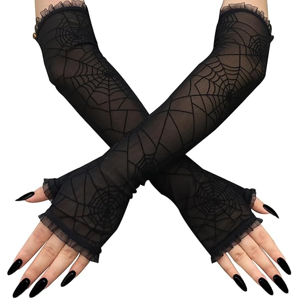 Amazon.com: Soochat Women's Spider Web Lace Fingerless Glove